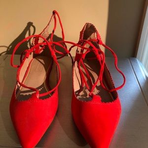 Top shop red ankle flat size 37